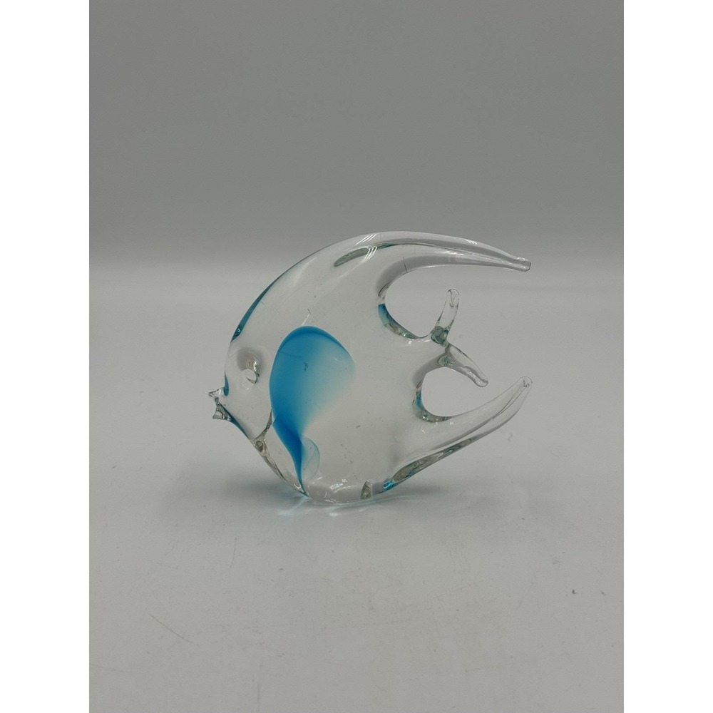 Art Glass Angel Fish Blue Paperweight Figurine